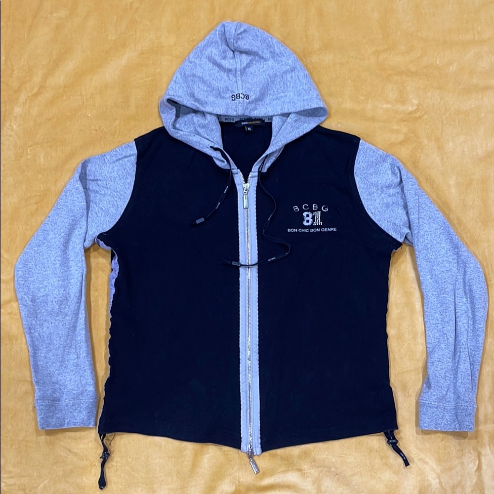 BCBG Two-Tone Black and Gray Hoodie